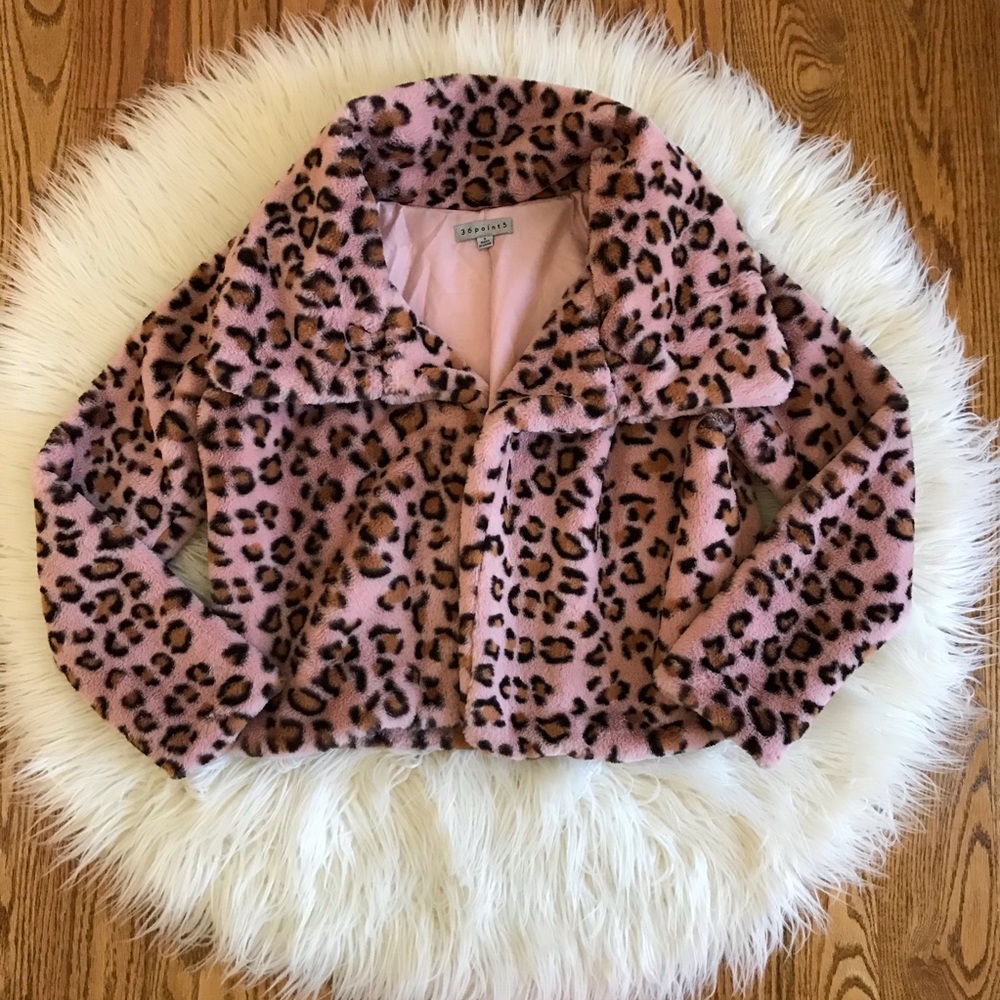 Pink Leopard Teddy Coat